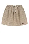 Miu Miu Embroidered Poplin Mini Skirt In Sughero