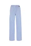 Miu Miu Striped Embroidered Pyjamas Pant In Blue