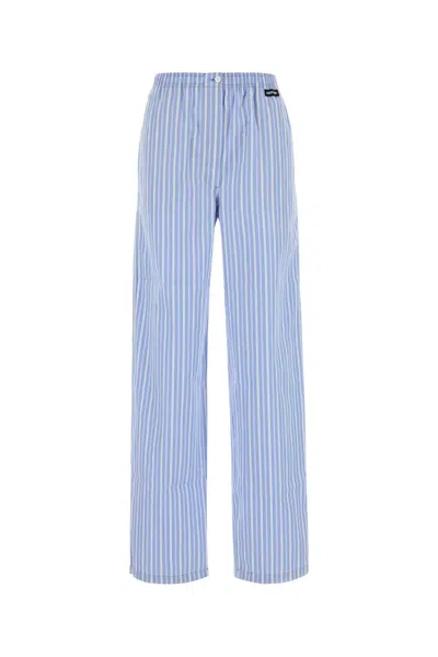 Miu Miu Embroidered Poplin Pyjamas Pant In Blue