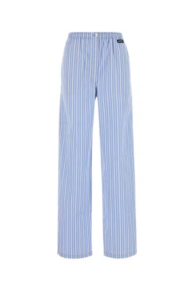 Miu Miu Embroidered Poplin Pyjamas Pant In Blue