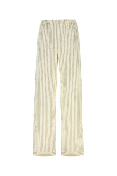 Miu Miu Embroidered Poplin Pyjamas Pant In Neutral