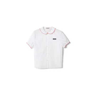 Miu Miu Embroidered Poplin Shirt In White