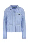 Miu Miu Striped Poplin Pajama Shirt In Blue