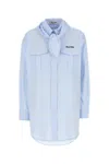 Miu Miu Embroidered Poplin Shirt In Blue