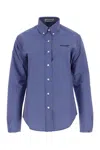Miu Miu Embroidered Poplin Shirt In Blue