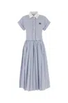 Miu Miu Embroidered Poplin Shirt Dress In Blue