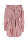 Miu Miu Elasticated Waistband Striped Shirt Mini Dress Clothing In Multi