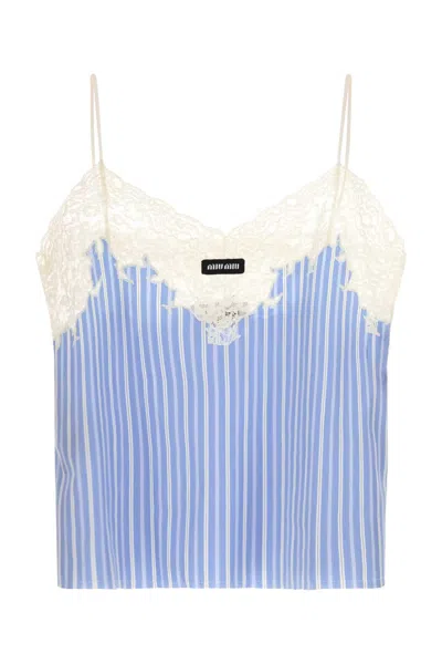 MIU MIU MIU MIU EMBROIDERED POPLIN TOP