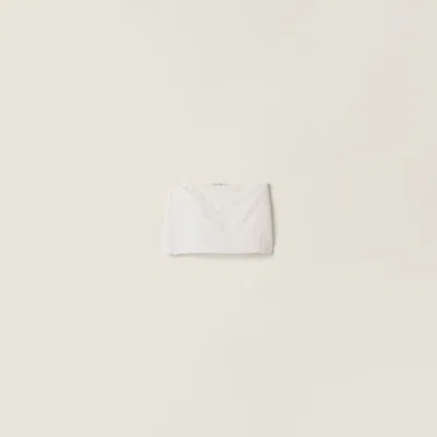 Miu Miu Embroidered Slubbed Canvas Miniskirt In White