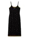 Miu Miu Embroidered Stretch Midi Dress In Black