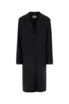 Miu Miu Embroidered Stretch Wool Blend Coat In Bleu