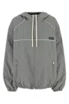 Miu Miu Embroidered Tech Fabric Jacket In Gray
