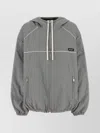 Miu Miu Embroidered Tech Fabric Jacket In Gray