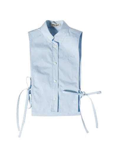 Miu Miu Embroidered Tie-side Shirt In Blue