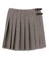 Miu Miu Chic Embroidered Vichy Mini Skirt In Black