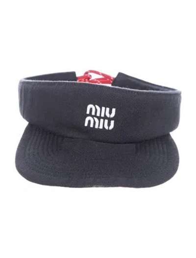 Pre-owned Miu Miu Embroidered Visor Hat In Blue