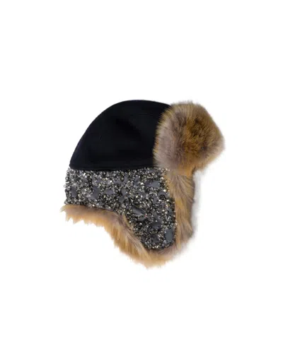 Miu Miu Embroidered Wool And Shearling Hat In Multi
