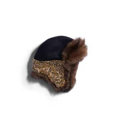 Miu Miu Embroidered Wool And Shearling Hat In Multi