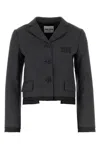 Miu Miu Prince Of Wales-check Single-breasted Blazer In Ardesia