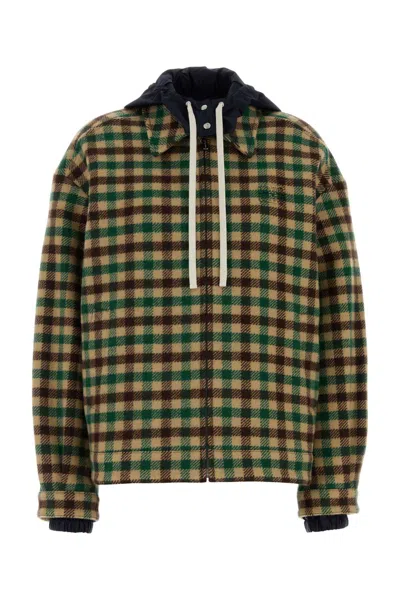 Miu Miu Embroidered Wool Blend Jacket In Green