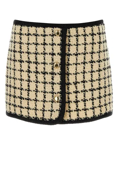 MIU MIU MIU MIU EMBROIDERED WOOL BLEND MINI SKIRT