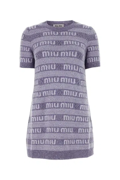 MIU MIU MIU MIU EMBROIDERED WOOL BLEND MINI SWEATER DRESS