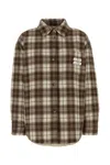 Miu Miu Multicolor Embroidered Wool Down Jacket In Cacaocalce