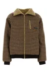 Miu Miu Fleece-lined Checked Blouson Jacket In Brown