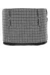 Miu Miu Houndstooth Embroidered Wool Mini Skirt In Grigio+nero