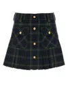 Miu Miu Women Embroidered Wool Mini Skirt In Militare