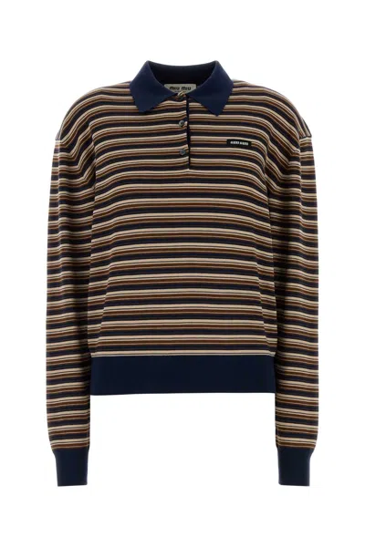 Miu Miu Embroidered Wool Polo Shirt In Multi