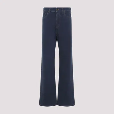Miu Miu Embroidered-logo Flock Jeans In Blue
