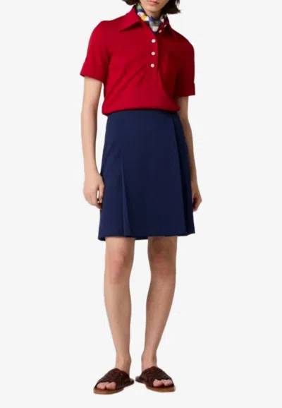 Miu Miu Embroidered-logo Polo T-shirt In Red