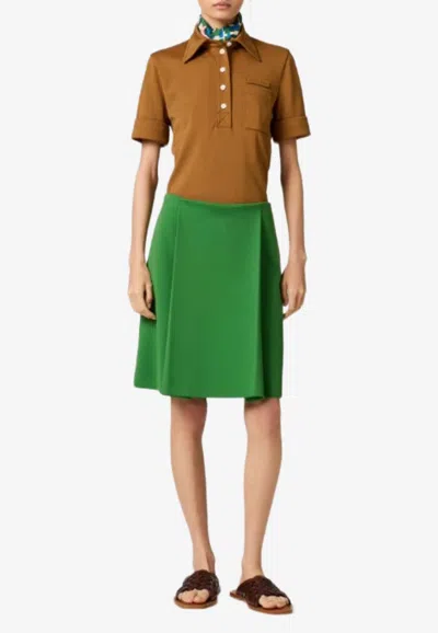 Miu Miu Embroidered-logo Polo T-shirt In Brown