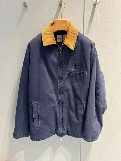 Miu Miu Embroidery Logo Casual Jacket In Black