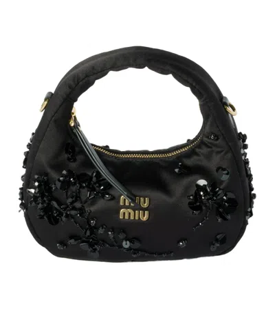 Miu Miu Embroidery Mini Bag In Black