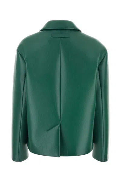 Miu Miu Emerald Green Nappa Leather Jacket In Assenzio