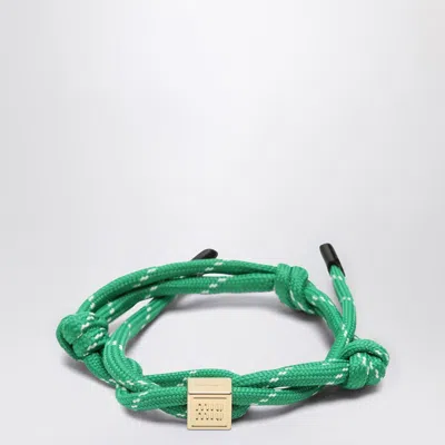 MIU MIU MIU MIU EMERALD GREEN ROPE BRACELET WITH LOGO WOMEN