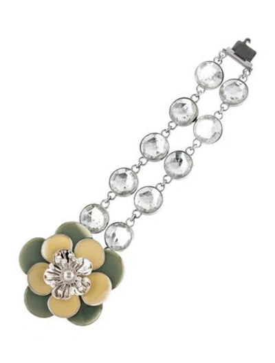 Pre-owned Miu Miu Enamel & Crystal Flower Multistrand Bracelet In Multicolor