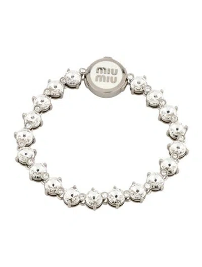 Pre-owned Miu Miu Enamel & Crystal Link Bracelet In Multicolor