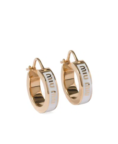 Miu Miu Enamel Hoop Earrings In Nude
