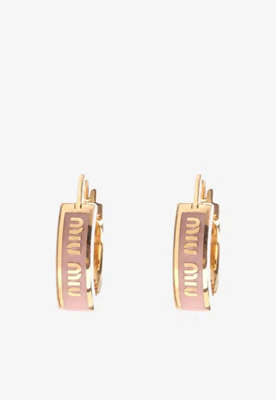 Miu Miu Enamel Hoop Earrings In Pink