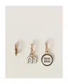 Miu Miu Set Of Three Enameled Metal Earrings In Yellow