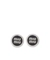 Miu Miu Enamel Metal Earrings In Black