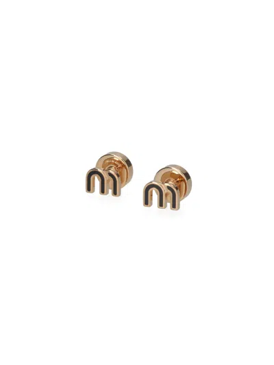 Miu Miu Enameled Logo Earrings