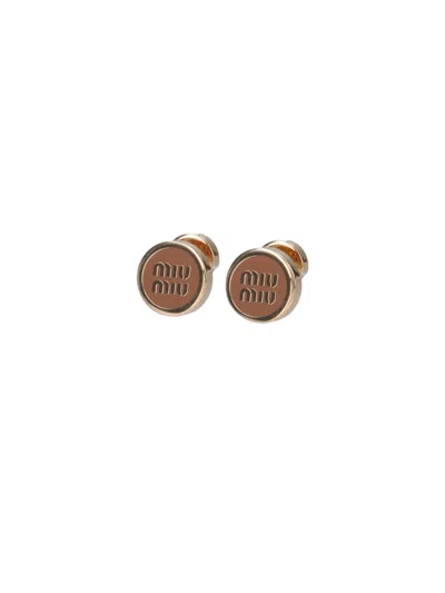 Miu Miu Enameled Logo Earrings