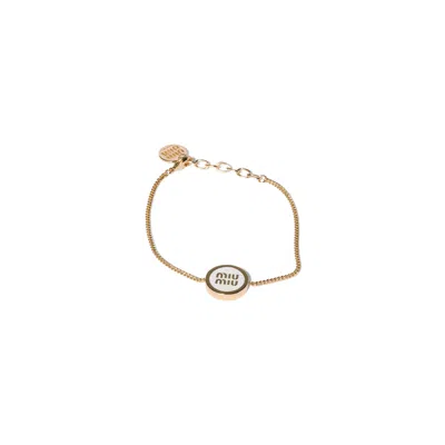 Miu Miu Enameled Metal Bracelet In Gold