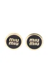 Miu Miu Round Shape Enameled Metal Earrings In Black