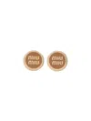 Miu Miu Enameled Metal Earrings In Brown