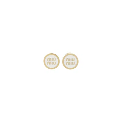 Miu Miu Enameled Metal Earrings In Gold